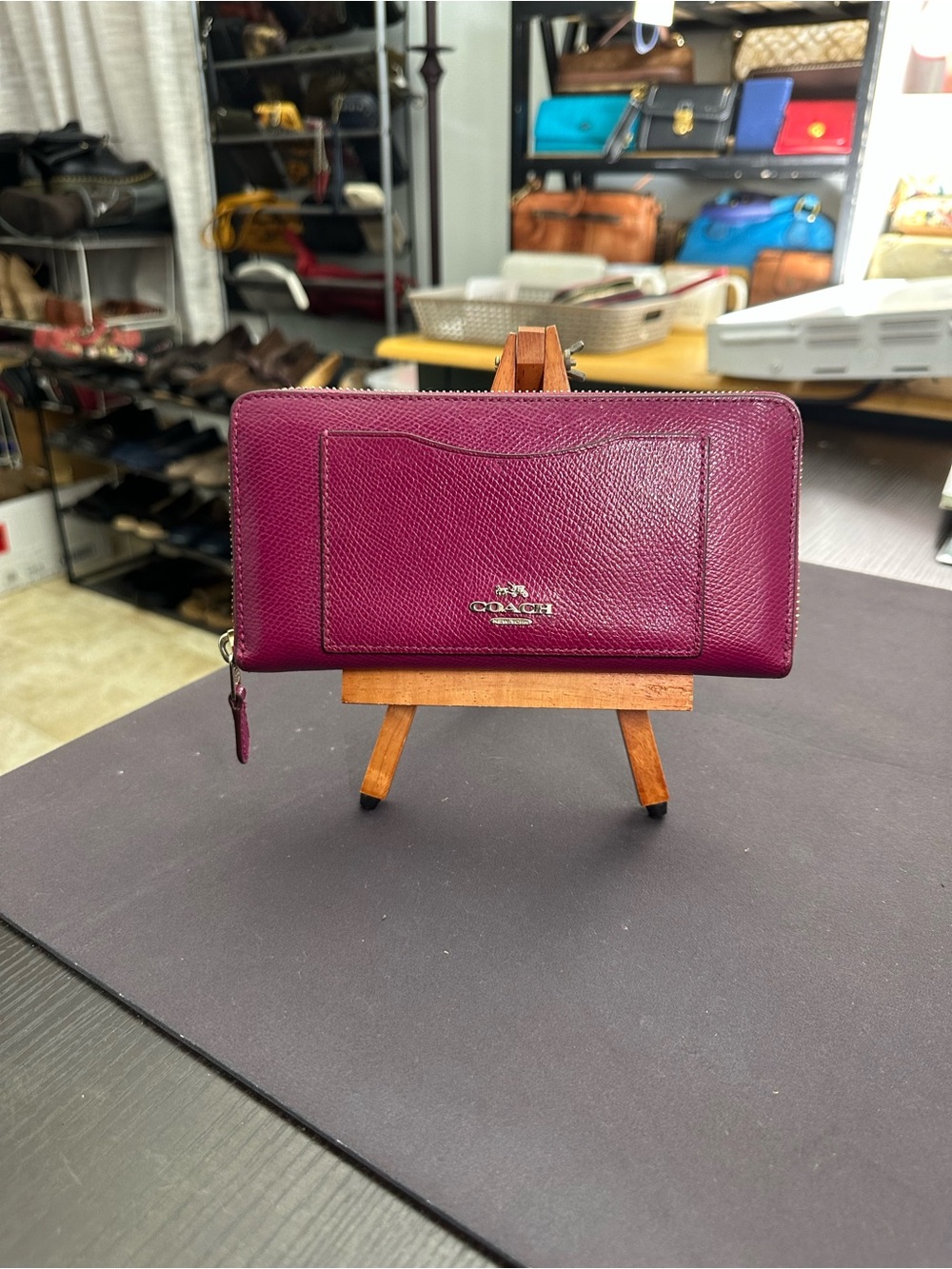 Coach Zip-Around Wallet in Deep Magenta